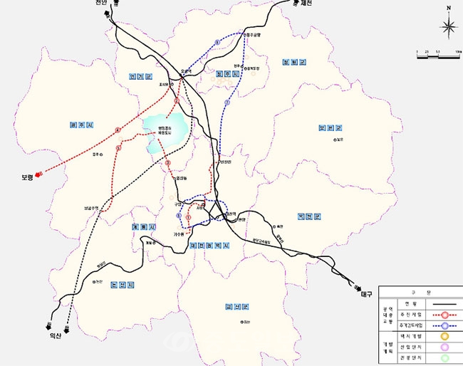 ▲대전권 광역대중교통망(전철)
