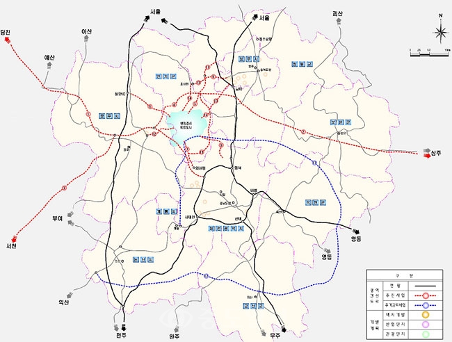 ▲대전권 광역 간선도로망