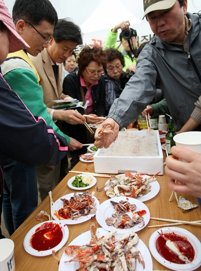 ▲ 태안경제살리기 직능단체는 23일 경기도 과천 정부청사에서 열린 새봄맞이 전국 농`축`수산식품 직거래 장터에 참여, 소비자들의 인기를 얻었다.