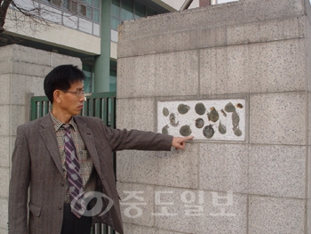 ▲ 학교의 교문에 설치된 교명패가 잇달아 도난당해 학교마다 비상이 걸린 가운데 지난 24일 교명패를 도난당한 천성중학교.