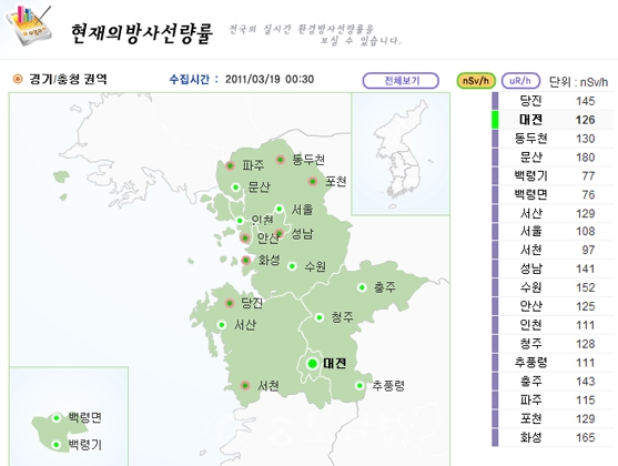 ▲ 자료제공 : IERNet 국가환경방사선 자동감시망