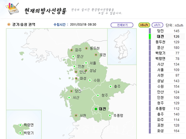 ▲ 자료제공 : IERNet 국가환경방사선 자동감시망