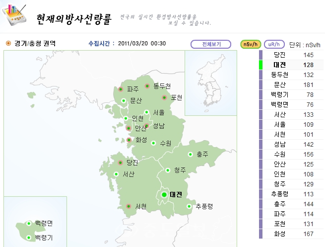 ▲ 자료제공 : IERNet 국가환경방사선 자동감시망