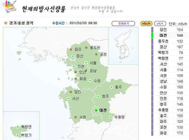 ▲ 자료제공 : IERNet 국가환경방사선 자동감시망