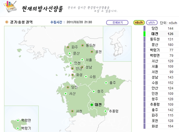 ▲ 자료제공 : IERNet 국가환경방사선 자동감시망