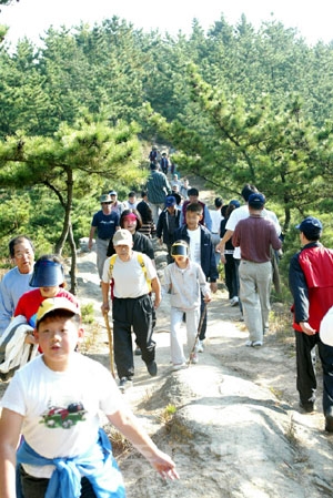 ▲ 태안군 백화산이 주민과 관광객들에게 여름 등산코스로 인기를 끌고 있다.