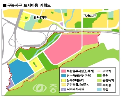 ▲ 지난 9월 대전시가 발표한 유니온스퀘어가 들어설 '구봉지구' 토지이용계획도.