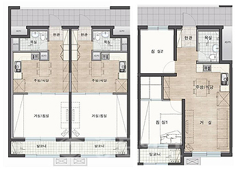 ▲ LH 임대 전용 29㎡<왼쪽>와 46㎡<오른쪽> 평면도?