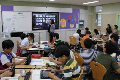 ▲ 세종시 내 참샘초등학교 첨단시설 스마트교육 장면. 