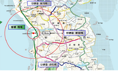 빨간원안이 소나무재선충병 발생 지역. 