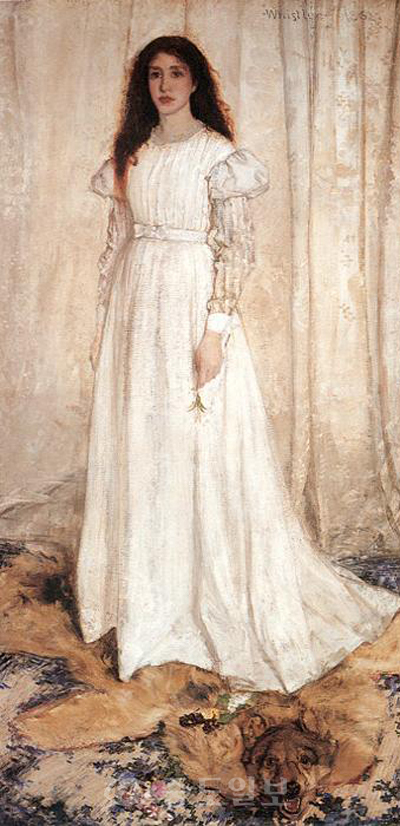 ▲ 휘슬러, <백색 교항곡 1번: 흰옷 입은 소녀〉, 1862
<br />