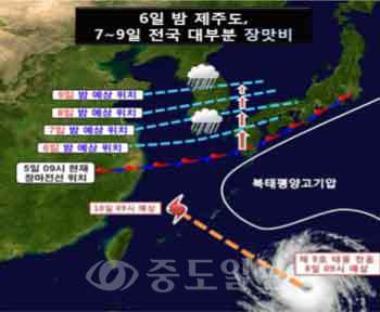 ▲ 장마전선 이동 예상 모식도.(기상청 제공)