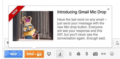 ▲ 지난 1일 구글이 지메일에 제공한 서비스 마이크 드롭 버튼 캡처.
<br />연합뉴스