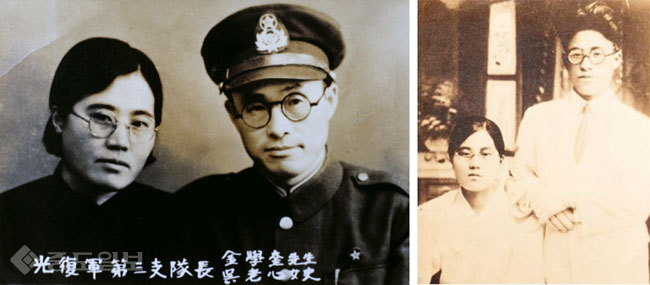 ▲오광심과 남편 백파 김학규. 사진출처=국가보훈처