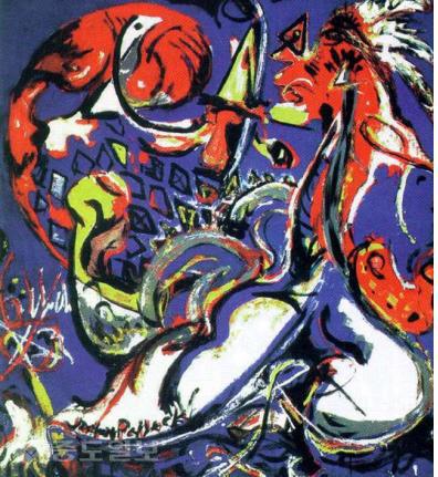 ▲원을 자르는 달의 여인, 1943, 폴록 ▲원을 자르는 달의 여인, 1943, 폴록