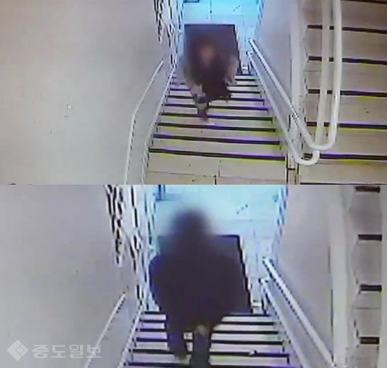 ▲ 17일 새벽 강남 상가건물 CCTV 속 가해자 모습./사진=방송화면 캡처 ▲ 17일 새벽 강남 상가건물 CCTV 속 가해자 모습./사진=방송화면 캡처