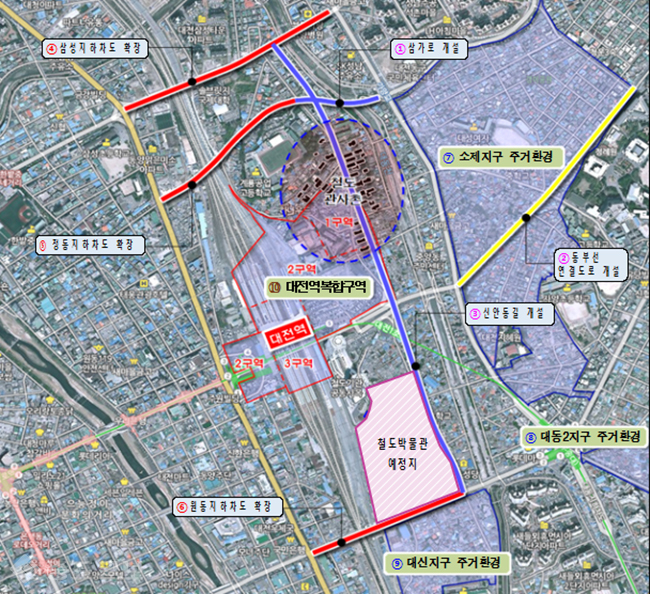 ▲ 국립철도박물관 신청 부지인 대전역 주변지역 현황도