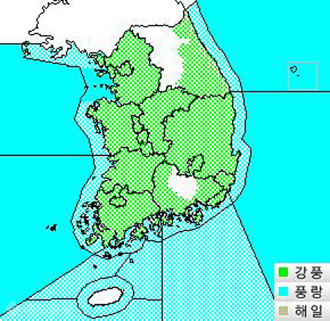 ▲ 기상청 특보 발효현황(31일 오후 2시 16분 현재).