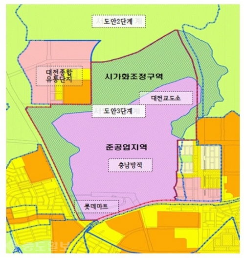 ▲ 도안 3단계 지역 용도지역 및 주요 시설