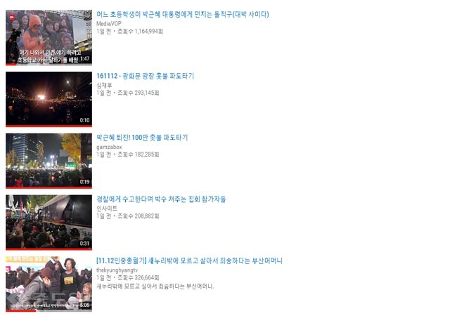 ▲ 유튜브 인기 동영상 화면 캡처