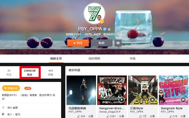 ▲ 싸이 웨이보 캡쳐