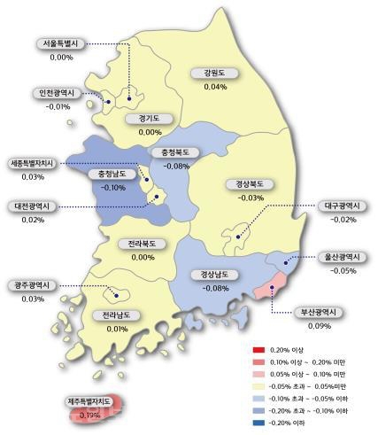 ▲ 2016년 전국주택가격동향. 한국감정원 제공.