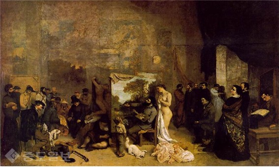 ▲ 화가의 작업실, 1855, 쿠르베