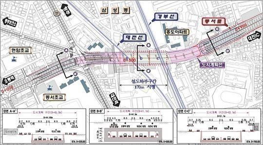 ▲ 홍도과선교 지하화공사 위치도