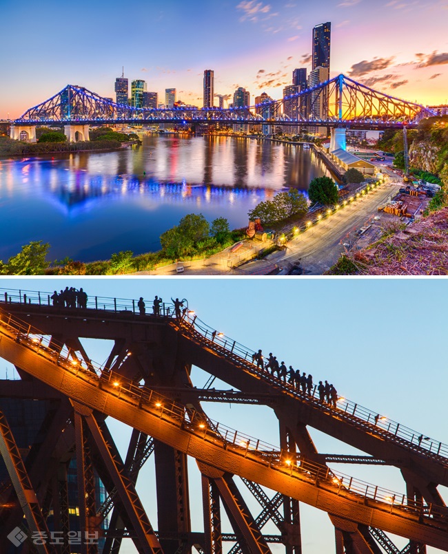 ▲출처=게티이미지./클라이밍을 하려고 다리를 오르는 사람들.