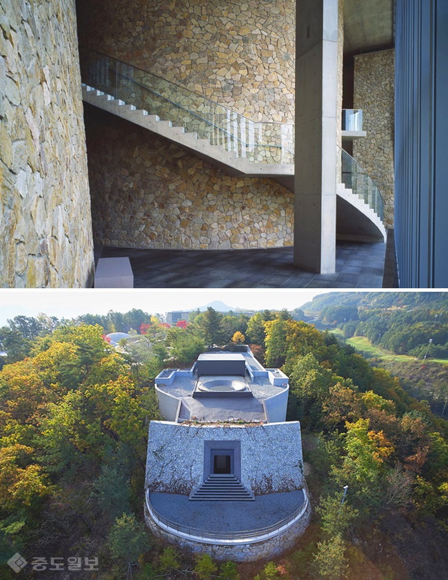 ▲뮤지엄 내부(위쪽)와 제임스 터렐관./뮤지엄산 공식 홈페이지 제공.