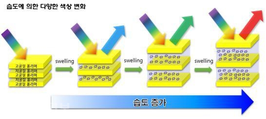 ▲ 습도에 의한 다양한 색상변화 원리.