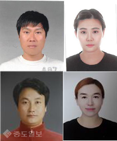 ▲ 좌측 상단부터 정윤태, 김은희 씨 부부, 김민구, 정재경 씨 부부 = 충남농협 제공