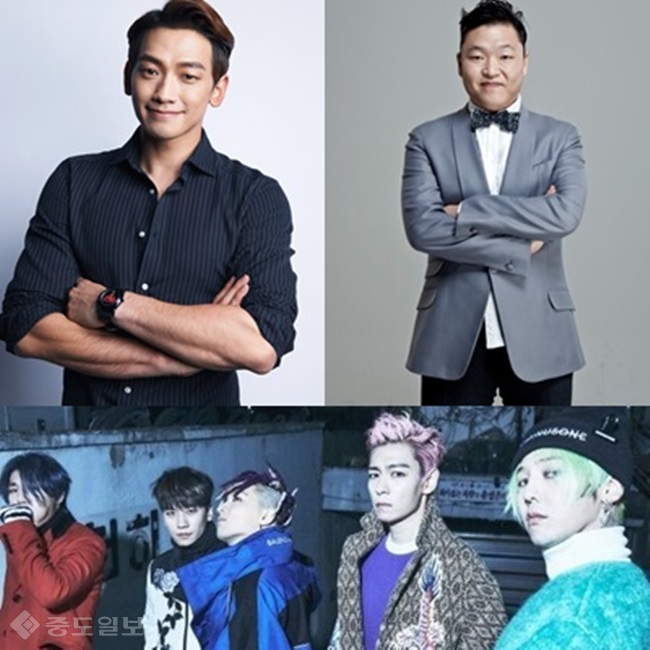 ▲ 왼쪽 위부터 비, 싸이, 빅뱅