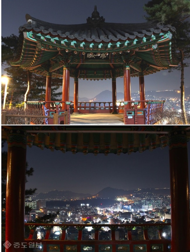 ▲출처=한국관광공사대학생 기자단 블로그 제공/낙산정과 낙산정에서 바라본 서울 야경.