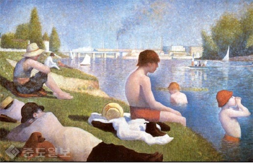 ▲ <아스니에르에서의 물놀이>, 쇠라, 1883~1884