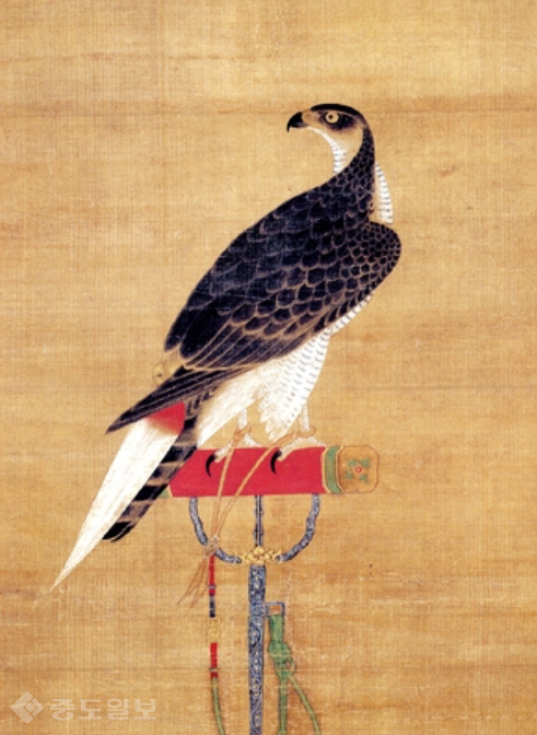 ▲ 조선시대 화가 이암의 그림. 시치미는 그림 속 매의 꽁지 쪽에 달려있는 하얀 깃털 같은 것을 말한다. 