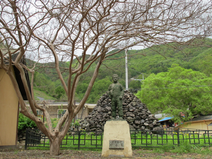 청마리 아자학교 배롱나무와 이승복 동상