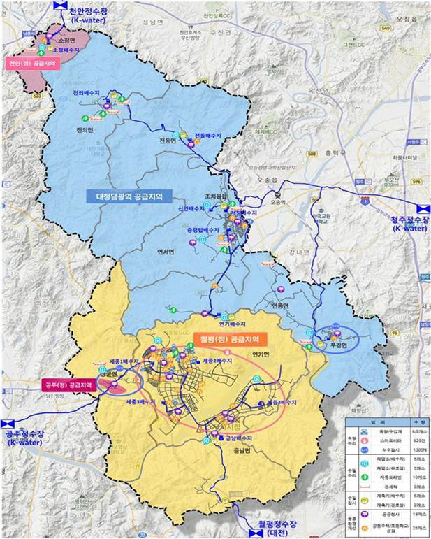 세종시 스마트워터시티 사업 위치도