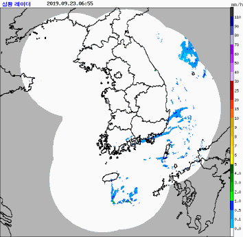 23일 레이더 영상
