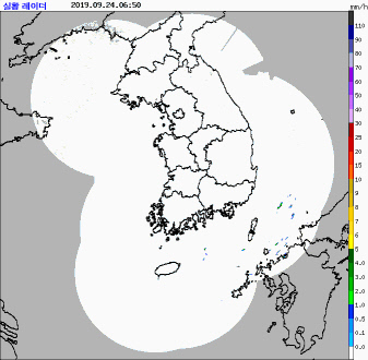 24일 실시간 레이더 영상