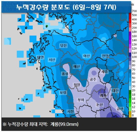 누적강수량 분포도