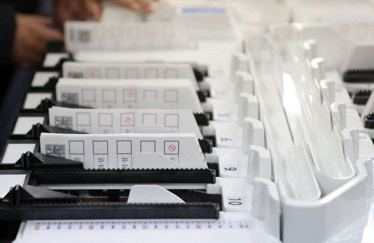선관위 모의개표 투표지분류기 시연<YONHAP NO-4735>