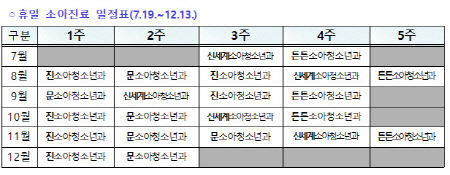 [크기변환]휴일 소아진료 일정표