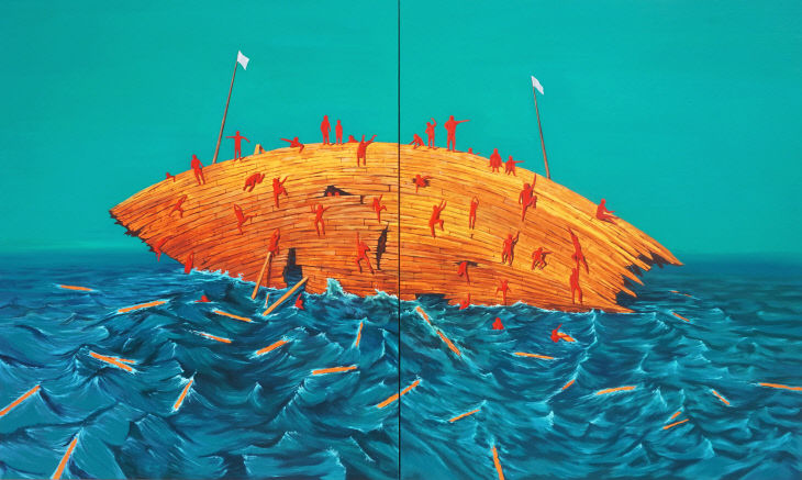 이정성, Aporia, 2020, oil on canvas, 130.3x324.4cm
