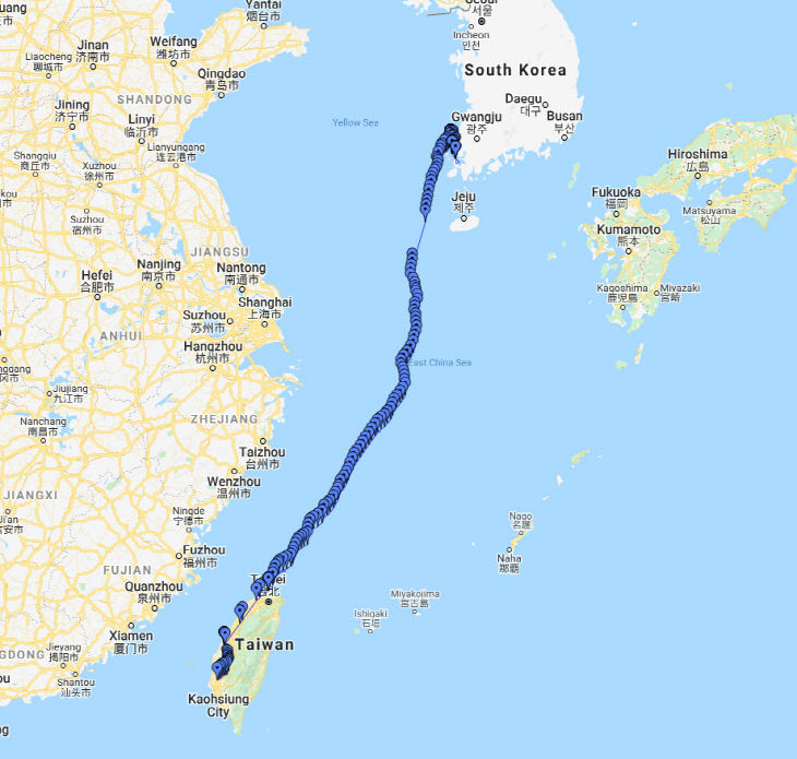 보도자료01_황새 ‘광시’ 이동경로(출처 예산황새공원)