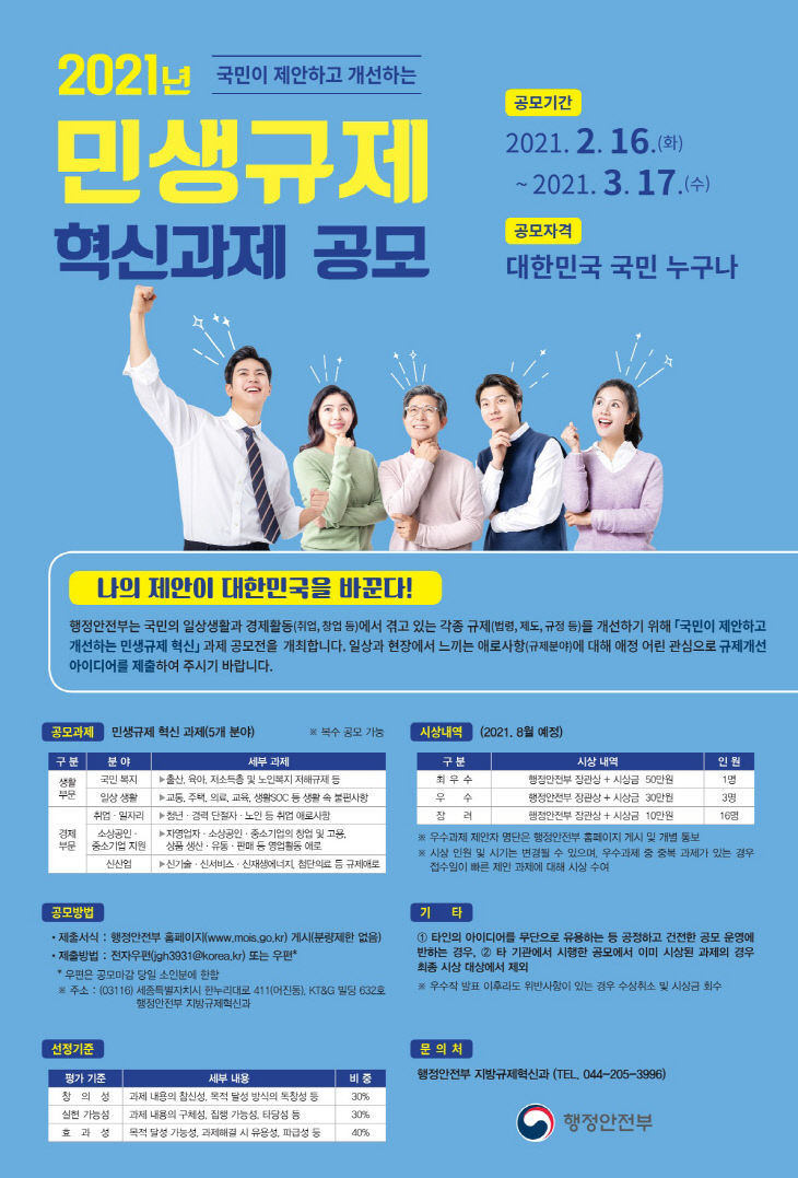 2021년 민생규제 혁신과제 공모 포스터