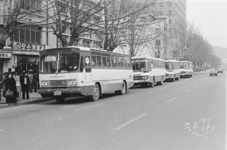 도로 위 정차하고있는 버스들_1981--_2