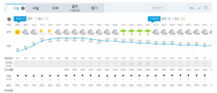 30일 날씨