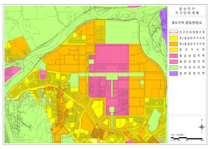 둔산지구 지구단위계획 용도지역결정(변경도)도