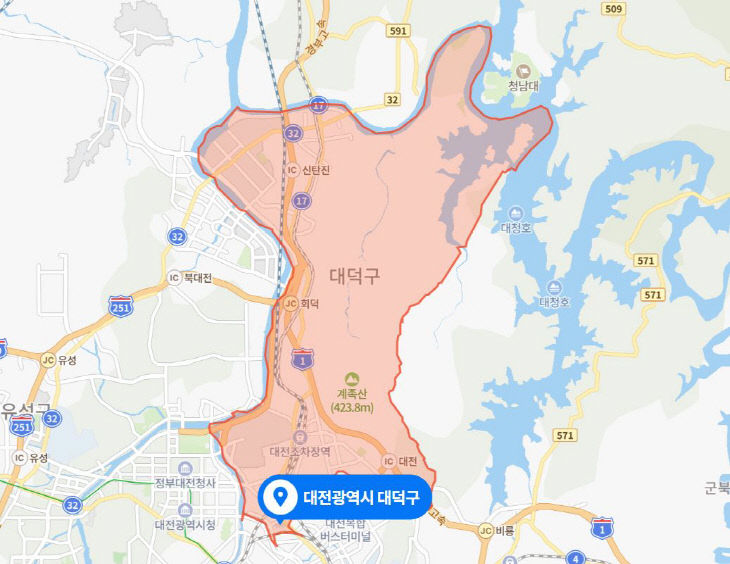 대전 대덕구 지도